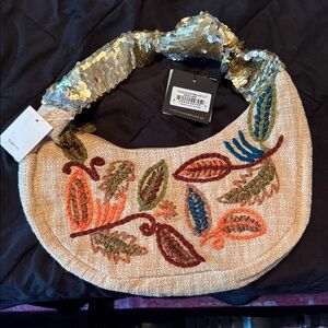 Embellished Hobo Bag with Sequin Strap